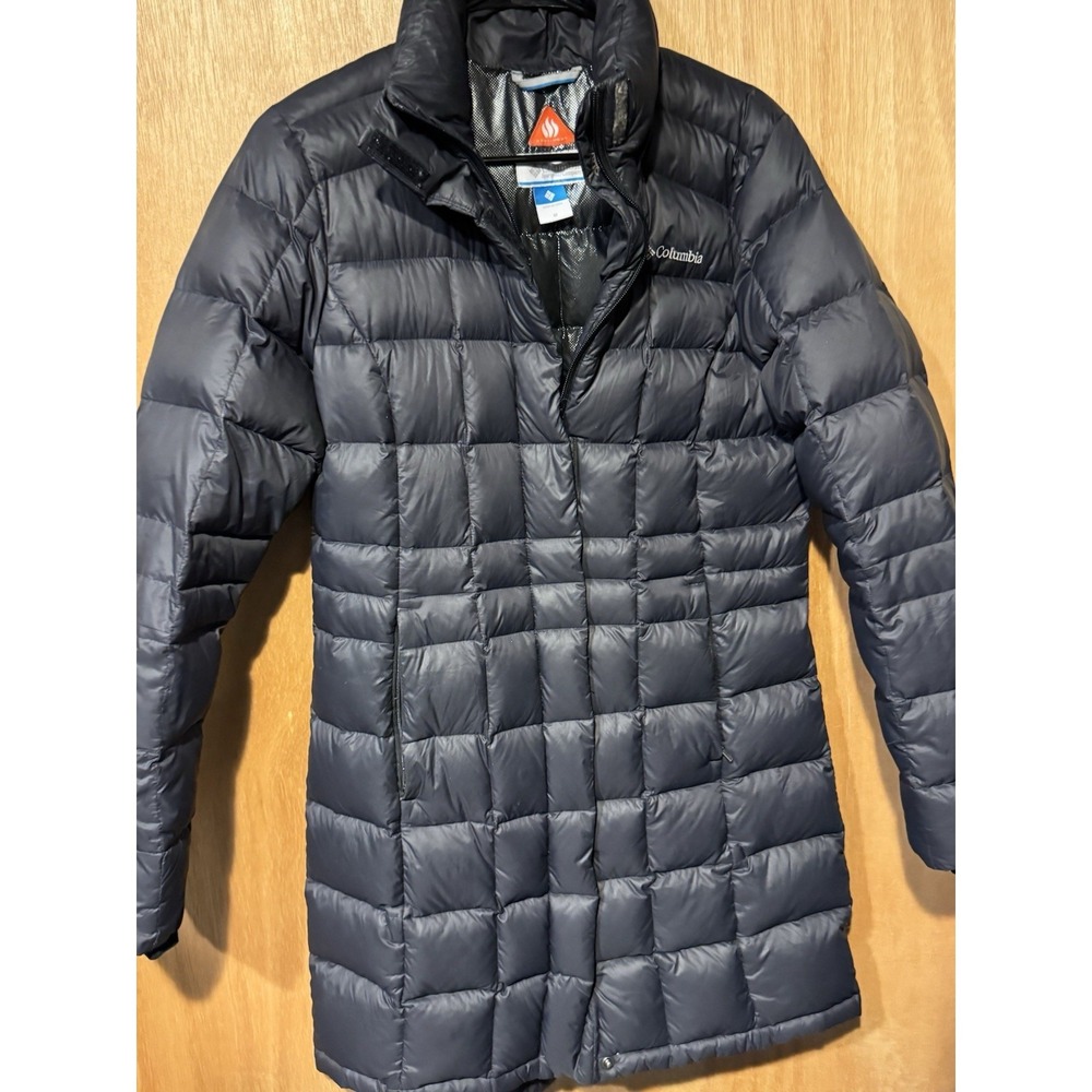 Eddie Bauer Womens Medium Black Long Down Recess Coat Omni Heat